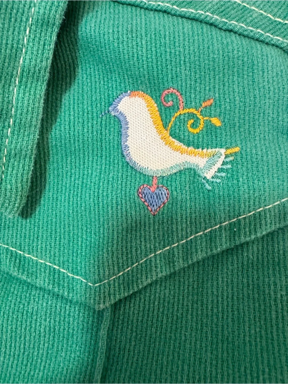 Vintage 1970s Health-tex 2T Green Embroidered Toddler Jacket USA
